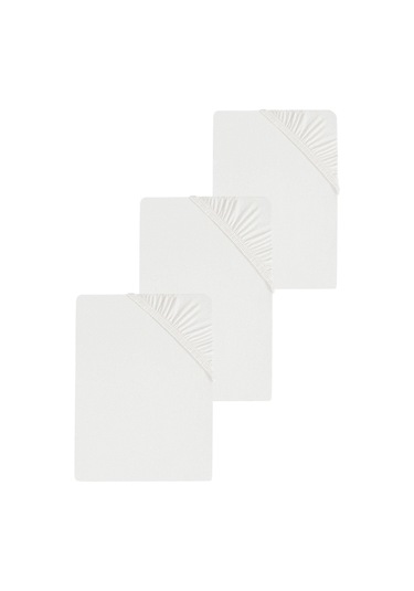 3 Adet Düz Pamuklu Tek Kişilik 100 X 200 Cm Lastikli Penye Çarşaf Beyaz