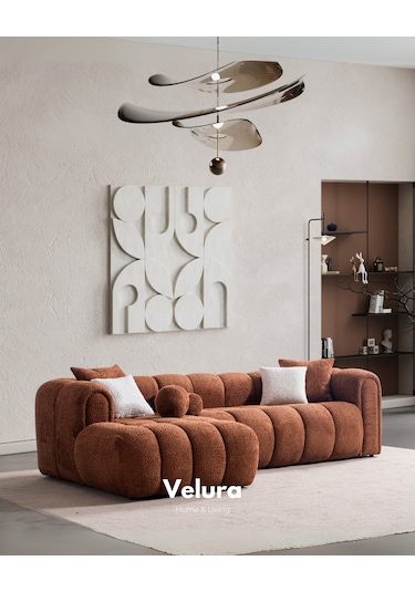 Puffy Premium Uzanmalı Köşe Koltuk Takımı & Oturma Grubu - Kiremit Kiremit