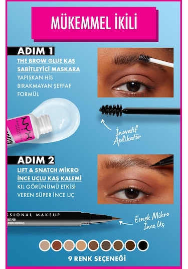 NYX Professional Makeup The Brow Glue Instant Brow Styler Şeffaf Kaş Sabitleyici Maskara