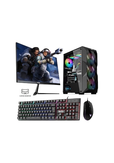 İzoly Entei X i3-12100F 16 GB 512 GB M.2 NVMe RX 580 24" Free Dos Masaüstü Oyuncu Bilgisayarı