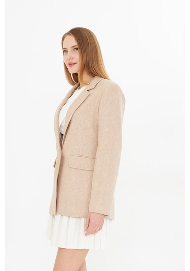 Simli Blazer Ceket Bej