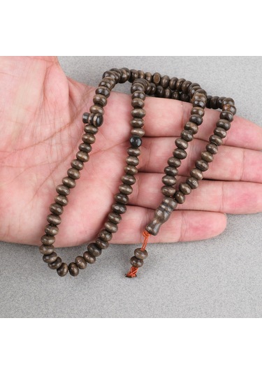 Şimşir Ağacı Renkli Vernikli 99luk Tekerlek Kesim 7x5mm Tesbih - Koyu Kahverengi Kahverengi