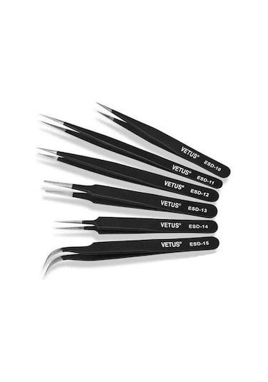 6 Çeşit Vetus Hassas Elektronik Cımbız Seti Antistatik Çelik
