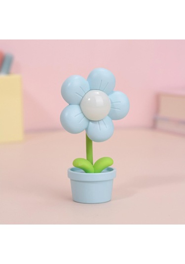 Çocuklar İçin Çiçek Gece Lambası Yumuşak Işık 360 Derece Bükülebilir Pille Çalışan Yatak Başı Lambaları Oturma Odası İçin Mavi