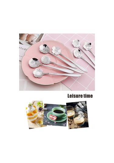 Kosona 410 Paslanmaz Çelik Güneş Çiçeği Kısa Saplı Kaşık - Kahve, Bal, Çay Karıştırıcı, Tatlı Servisi Diğer