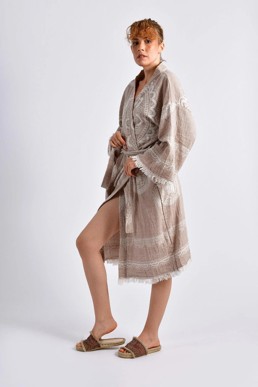 Brandsmithshop Bej Mandala Kimono Çok Renkli