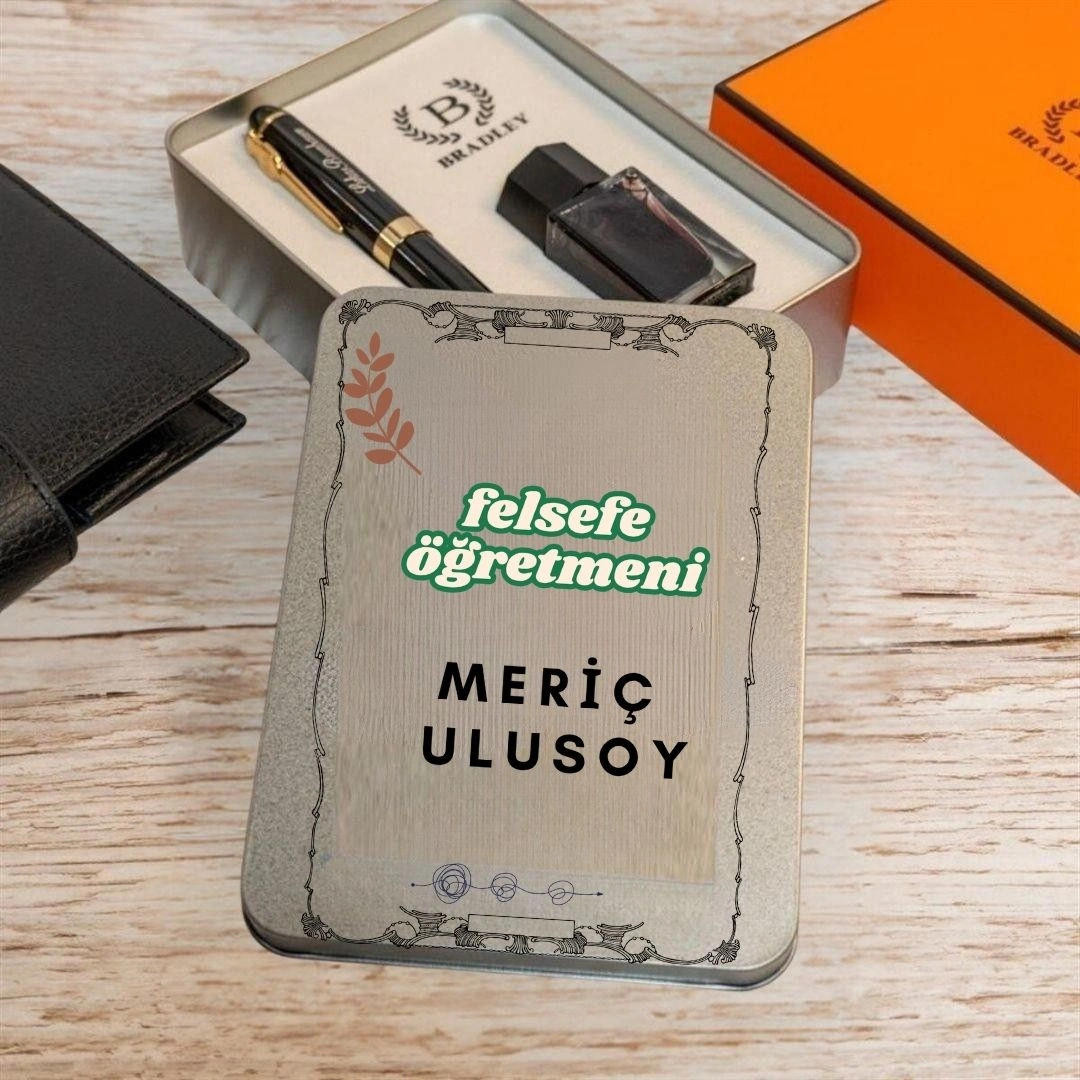 Felsefe Öğretmenine Özel Metal Kutulu Dolma Kalem Seti Şık Ve Anlamlı Hediye Siyah