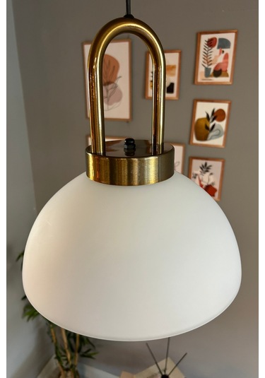 Perry Cam Beyaz Tekli Avize Eskitme Kilit Kafa Başlık Retro Sarkıt Lamba Restoran Salon Aydınlatma Beyaz