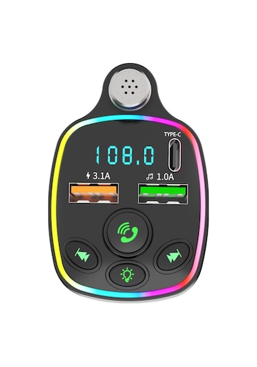 Bluetooth Araç Kiti Araç Fm Transmitter Usb Type-c Mp3 Sd Kart Flash Için Uygun Pd Çakmaklık Girişli