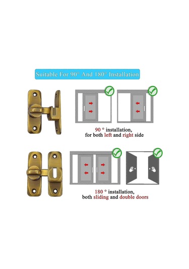 İç Kapılar İçin Küçük 90 Derece Sürgülü Kapı Mandalı, Her İki Tarafı Açık Kapılar İçin Mandal, Vintage D Diğer