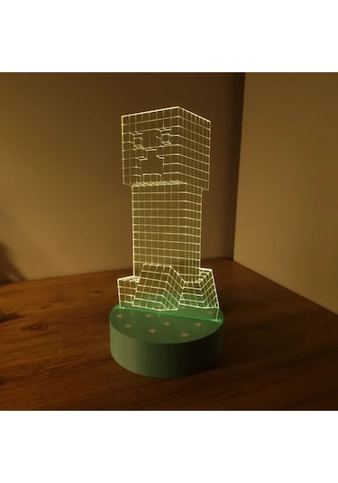 Minecraft Creeper 3d Led Gece Lambası Çocuklara Özel Hediyelik