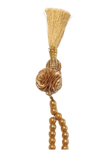 Uretti - Gül 4612 - El Yapımı Püsküllü İnci Tesbih 99'lu - Sütlü Kahve