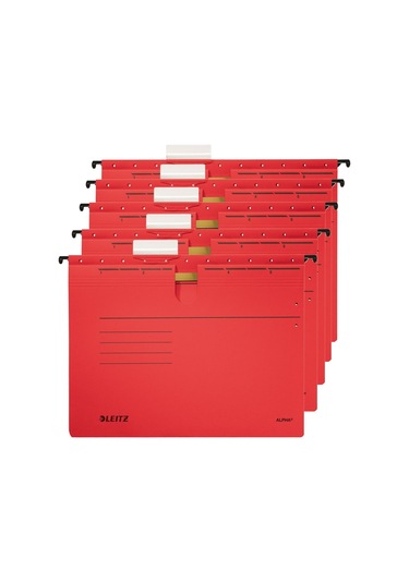 Leitz 1984 Alpha Kırmızı Telli Askılı Dosya (5 Li Paket)