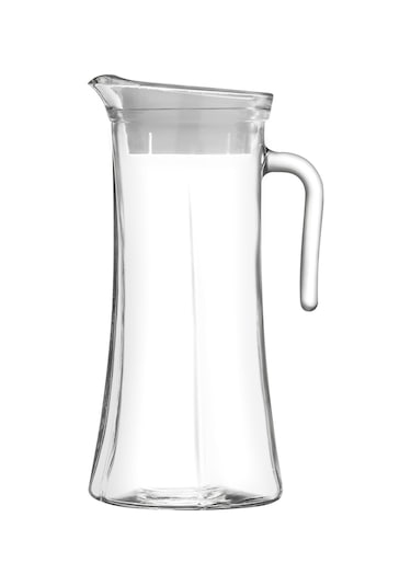 LAV Truva Cam Sürahi Tekli 1,4 L Kulplu Beyaz Plastik Kapaklı