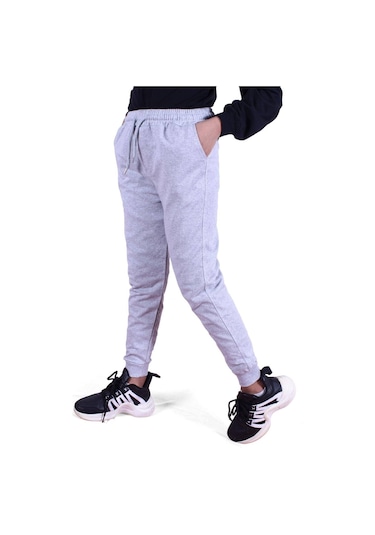 Fyk Kids Düz Alt, Cepli Kız Çocuk Eşofman Gri