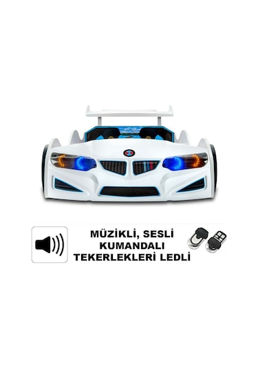 Bmw - M7 - Beyaz Arabalı Yatak Araba Karyola