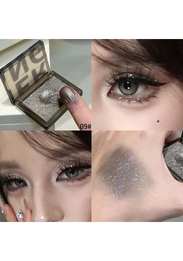 Köpüklü Glitter Mavi Göz Farı Paleti Fosforlu Siyah Gümüş Punk Dumanlı Göz Farı 09 3.2g 01