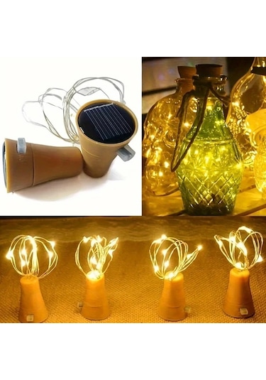 Honeybeeshop 6 Adet Solar Şişe Lambası Gündüz Şarj Gece Otomatik Aydınlatma Parti Noel Yılbaşı Dekorasyonu Sıcak Beyaz