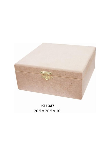 Ahşap Kare Kutu Klipsli 20,5x20,5cm Ku347