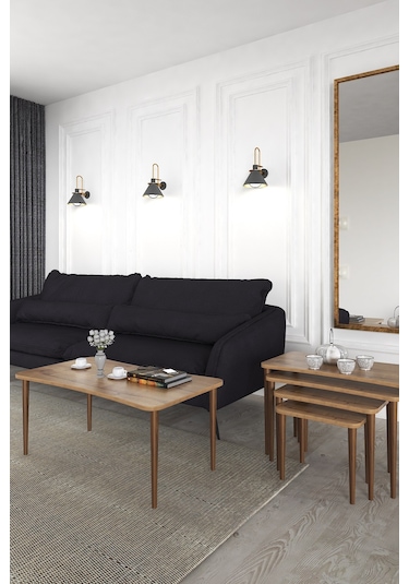 Aleyna 5li Orta Sehpa ve Zigon Sehpa Ahşap Ayaklı Sehpa – Ceviz