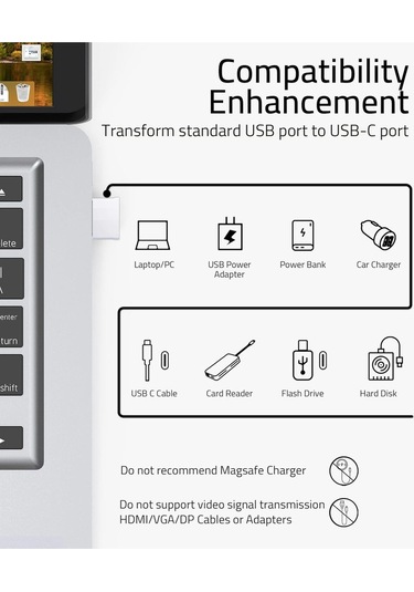 Usb-c Adaptör 4'lü Paket Tip C Dişi Usb Dönüştürücü Magsafe Apple Watch İphone Uyumlu
