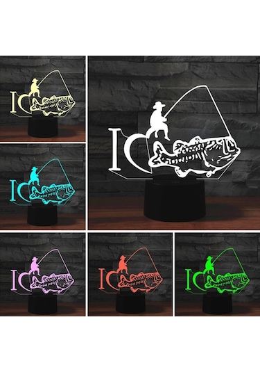 Sones Balıkçılık Şekli 3d Renkli Led Görüş Işığı Masa Lambası, Şarj Edici Dokunmatik Versiyon Çok Renkli