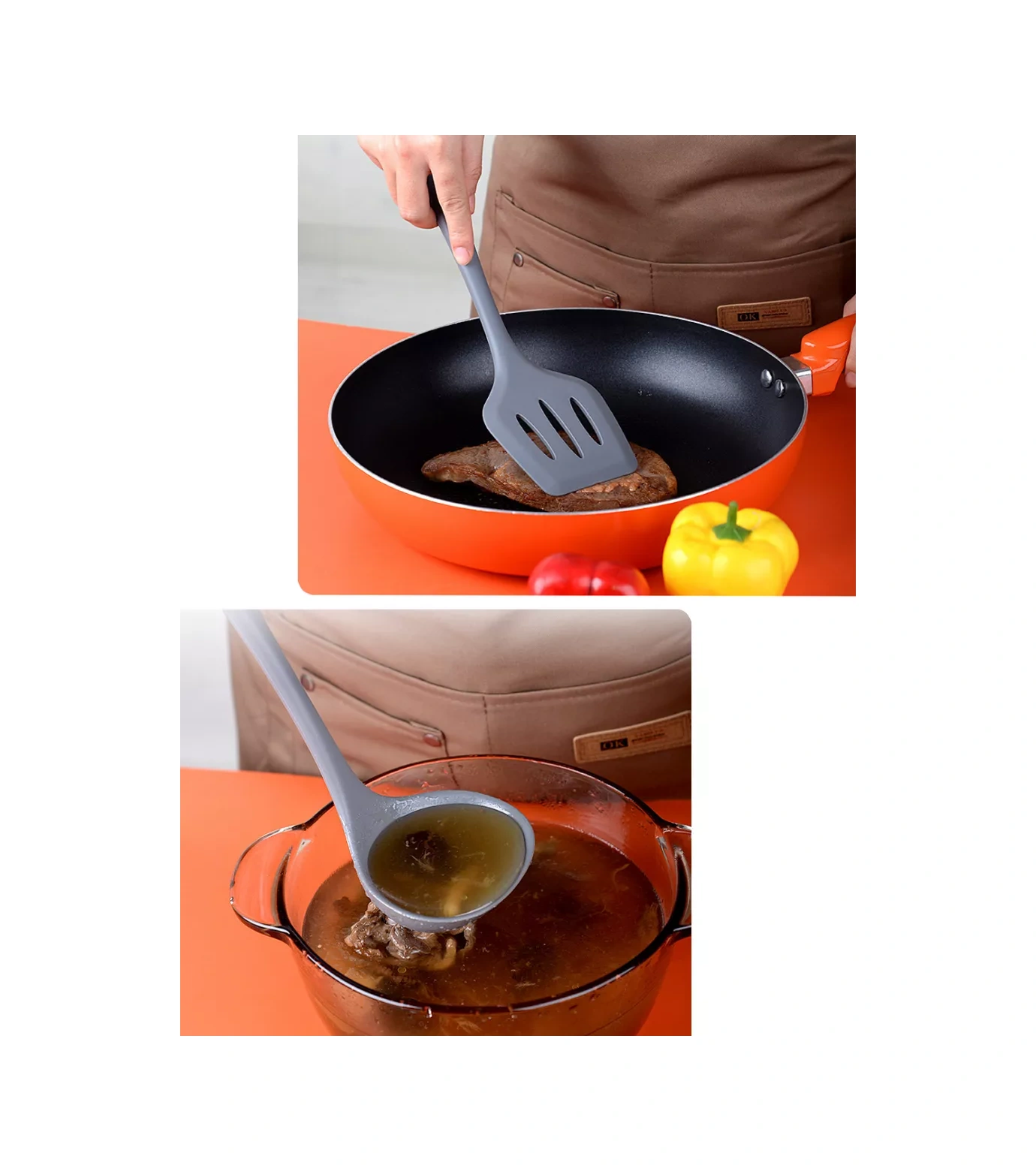 Home&sweet Silikon Mutfak Seti 10 Parça + Stand 200292379 Gri