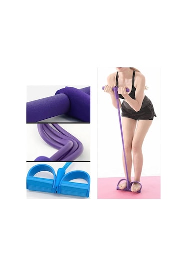 Fitness Pedal Ayak Bileği Çekme, Pedal Direnç Elastik Bant, 4/6 Tüp Elastik Yoga Pedalı Çekme Direnç Bandı, Çok Fonksiyonlu Pedal Çekme Direnç Bandı, Germe İçin Direnç Bantları Pur 6 Tüp Mor Koyu Mor