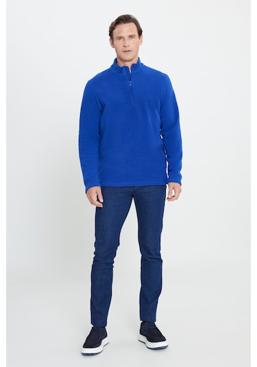 AC&Co / Altınyıldız Classics Anti-Pilling Tüylenme Yapmayan Bato Yaka Erkek Polar Sweatshirt 4A5221100016SKSS Karamel
