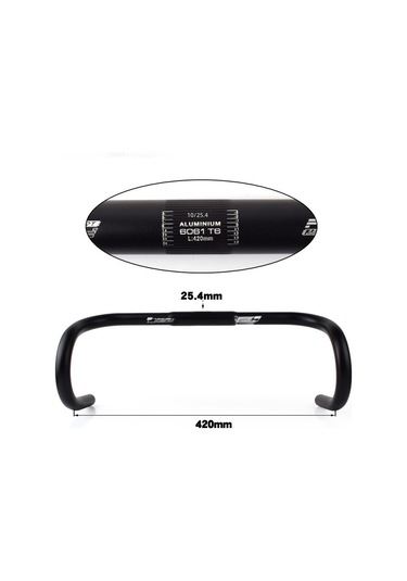 Qingmipy Yol Bisikleti Alüminyum 25.4 Cm Manubri: Dayanıklı, Konforlu Tutuş, Kolay Kurulum - Yol Bisikletleri İçin Siyah Mat