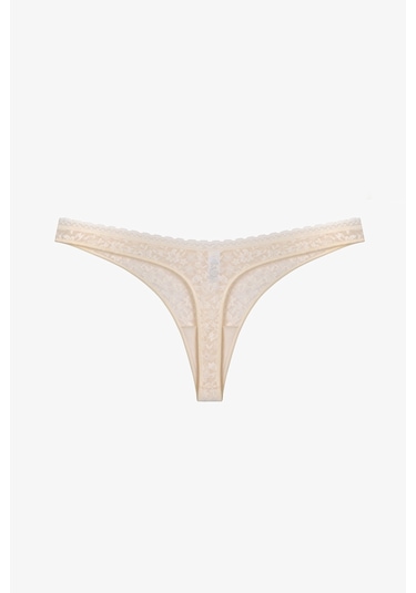 Penti Bej Easy Lace Dantel V Model Tanga Külot