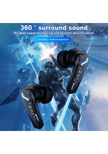 Lenovo Thinkplus Gm2 Pro Bt Oyun Kulaklıkları Kablosuz Kulak İçi Bt 5.3 360 Surround İkili Mod Ses Gürültü İptali