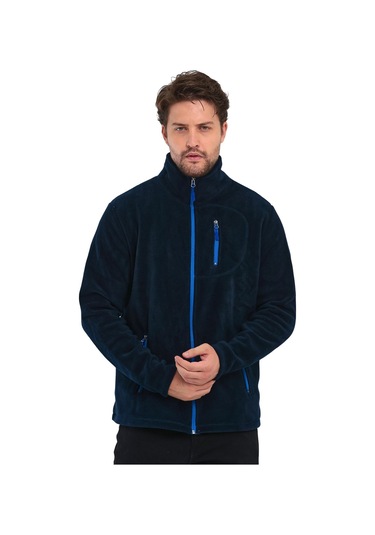 Genıus Store Erkek Polar Tam Fermuarlı 3 Cepli Outdoor Polar Ceket Tactical Flecee Lacivert