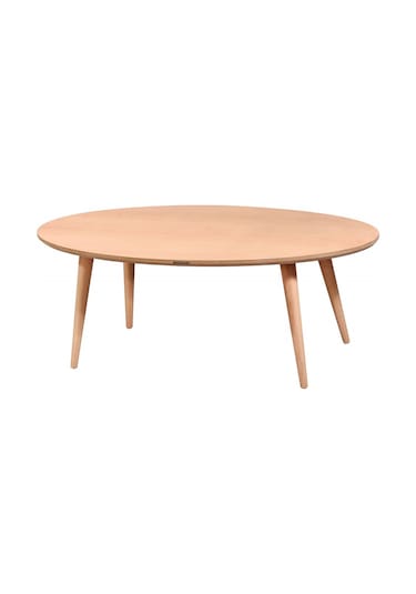 Masifart Valens Oval Retro Orta Sehpa Cilasız Ham Ahşap