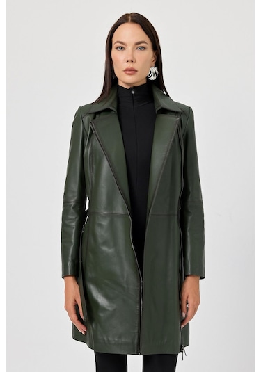 Rosana Yeşil Deri Mont Yeşil