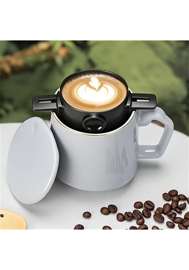 Oldfriend Siyah Paslanmaz Çelik Katlanır Kahve Filtresi - Askılı Kağıtsız El Yıkama