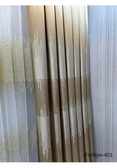 Nivemeshome Fethiye 614178 Altın V-401 1/3 Sık Pileli Fon Perde Apm Altın