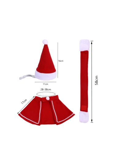 Yavru Köpekler, Kediler, Küçük Kediler Ve Köpekler İçin Ayarlanabilir Noel Baba Şapkası, Paltosu Ve Atkı Seti.