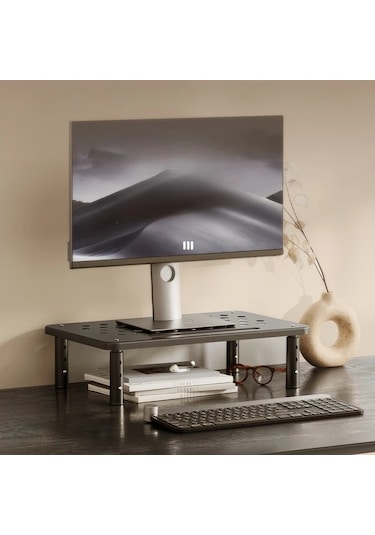 Xuweiwei Beyaz Karbon Celik Monitör Standı Siyah Beyaz Renklerde 3 Yükseklik Ayarı Fonksiyonlu