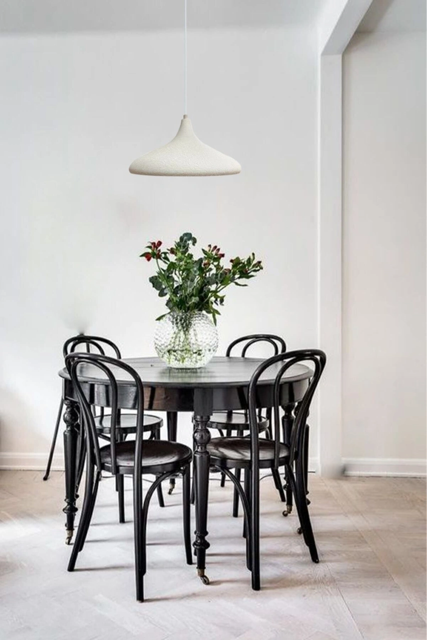 Champion Dokulu Açık Krem Rengi Tekli Avize Sarkıt Lamba Yemek Masası Oturma Odası Mutfak Dokulu Beyaz