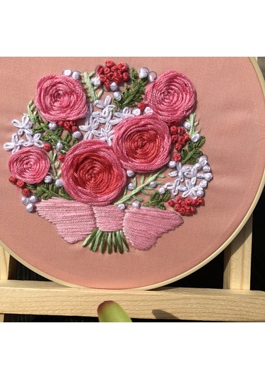 Xiyyadms Başlangıçcı Dost 3d Dikiş Seti Avrupa Stili Pamuk-kenevir Kumaş Suda Çözünür Mürekkep Desen Gömlek, Odalar İçin Dekoratif  Gül束 Deseni