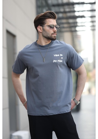 Madmext Füme Baskılı Basic Erkek Tişört E7150 Füme