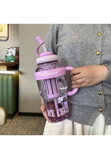 Plastik Bardak, Pipetli Bardak, Spor Su Şişesi 1300ml Açık Mor