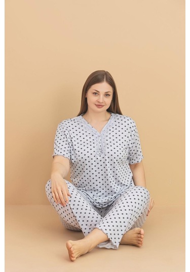 Pijamerry Kadın Büyük Beden Dantel Yaka Bambu Kısa Kol İnce Pijama Takımı 5929 - 1 Adet Gri Pijamerry Kadın Büyük Beden Dantel Yaka Bambu Kısa Kol İnce Pijama Takımı 5929 - 1 Adet Gri