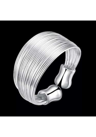925 Ayar Gümüş Ayarlanabilir Minimalist Çok Katmanlı Yüzük