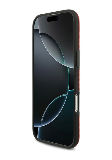 İphone 17 Air Uyumlu Kılıf Bmw Lisanslı M-safeli Metal Logolu Delikli M Dizayn Deri Kapak Kırmızı Kirmizi