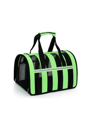 Geeksen Kedi Çantası Yeşil M Taşınabilir Katlanabilir Evcil Hayvan Çantası File Nefes Alabilen Evcil Hayvan El Çantası Postacı Çantası