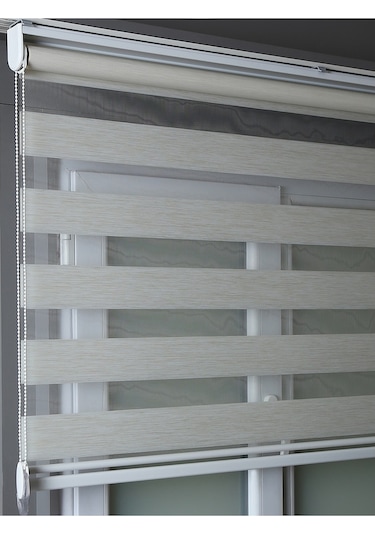 Kırık Beyaz Bambu Zebra Stor Perdeler