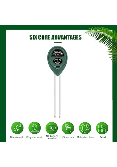 Toprak Ph Metre 3'ü 1 Arada Toprak Test Kitleri Ph Nem Işık Metresi Bahçe, Tarım, Çim Bitkileri İçin Elektrik Gerektirmez