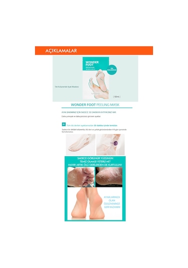 Missha Ölü Deri Ve Çatlaklar için Soyulabilen Ayak Peeling Maskesi Wonder Foot Peeling Mask 50 ML